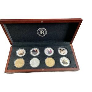 Bradford Exchange Silver Plated Proof 8 Coin Set Pearl Harbor Obama Queen WWII